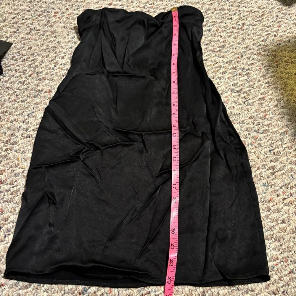 Zara Mini Strapless Bodycon Tube Dress Satin Black- Size Large - Picture 6 of 8